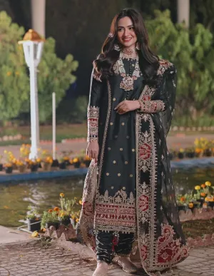 Royal Kameez Trouser Pakistani Black Dress for Wedding