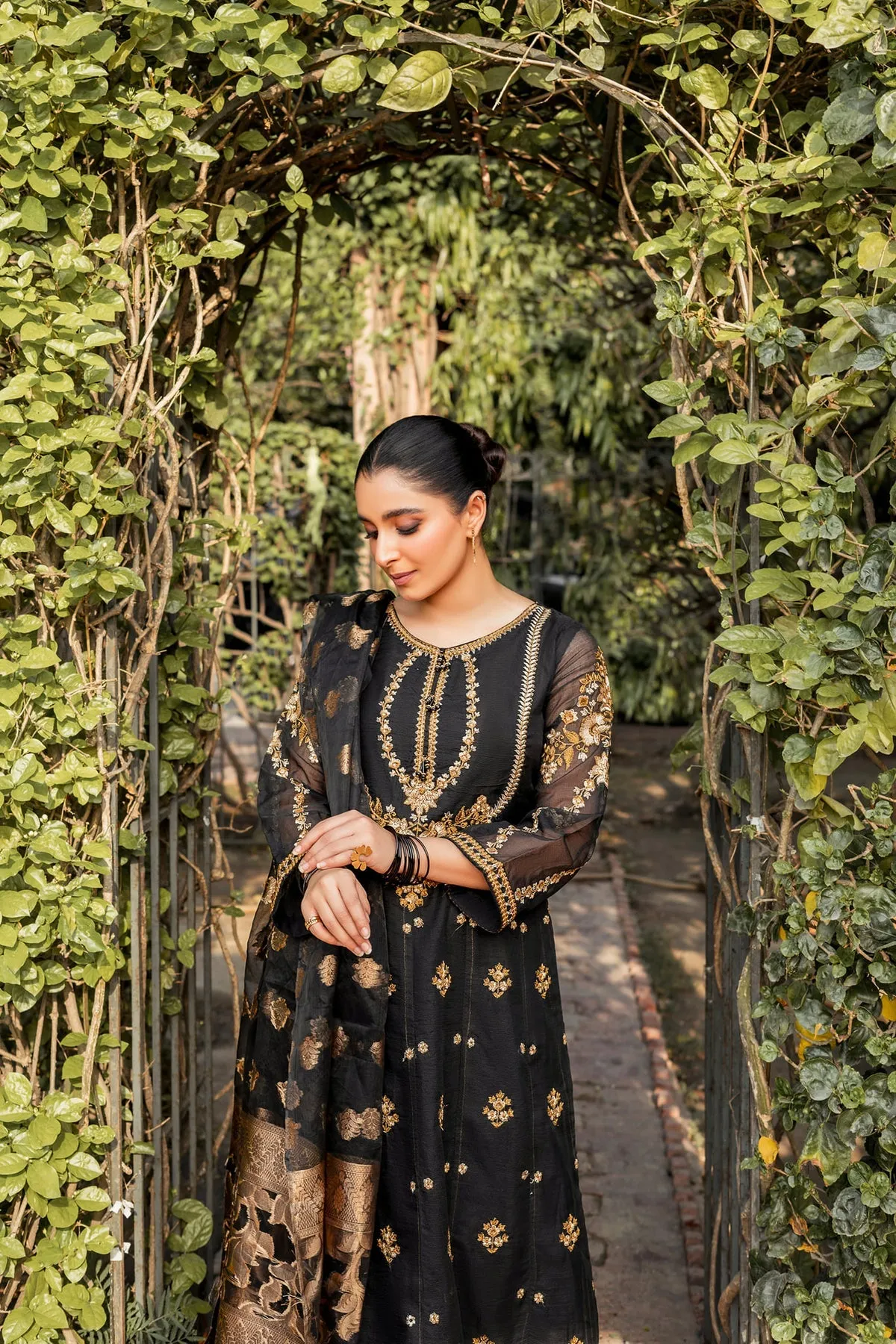Royal Pakistani Black Dress in Pishwas Frock Style