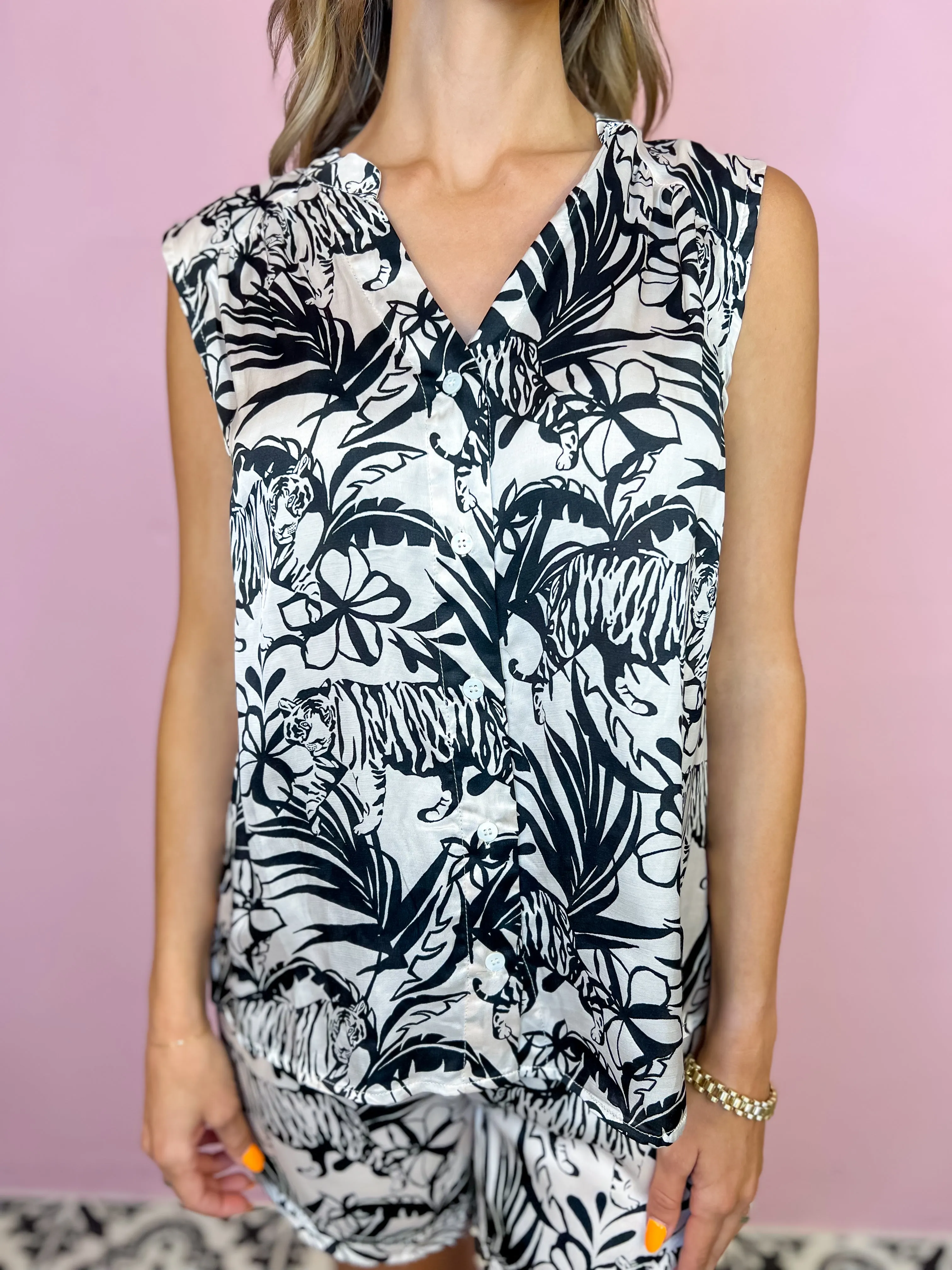 Safari Days Sleeveless Satin Top