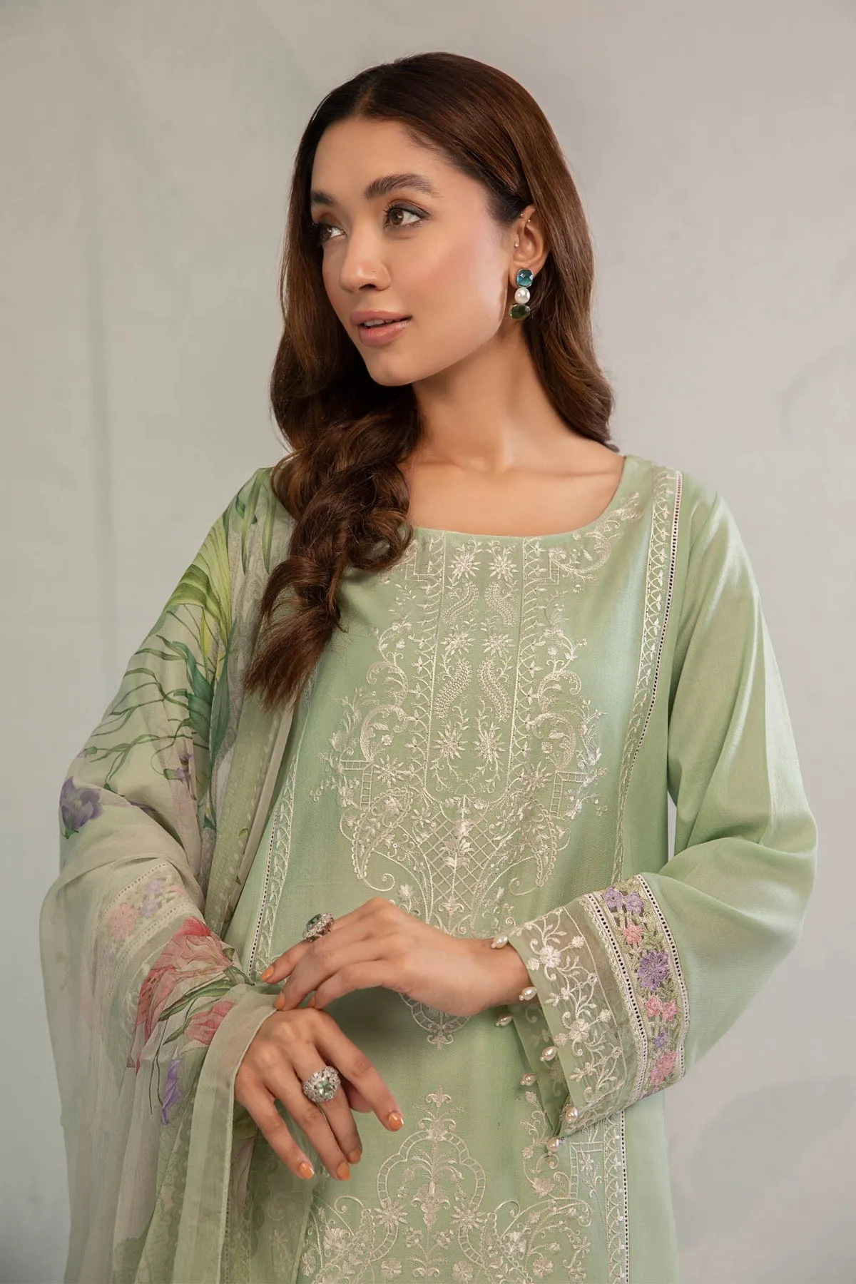 Sea Green Embroidered Pakistani Salwar Kameez with Dupatta Salwar Suit