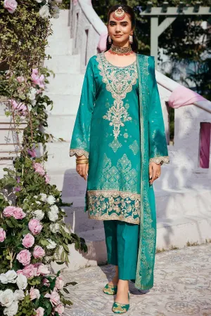 Sea Green Kameez Trousers with Dupatta Pakistani Eid Dress