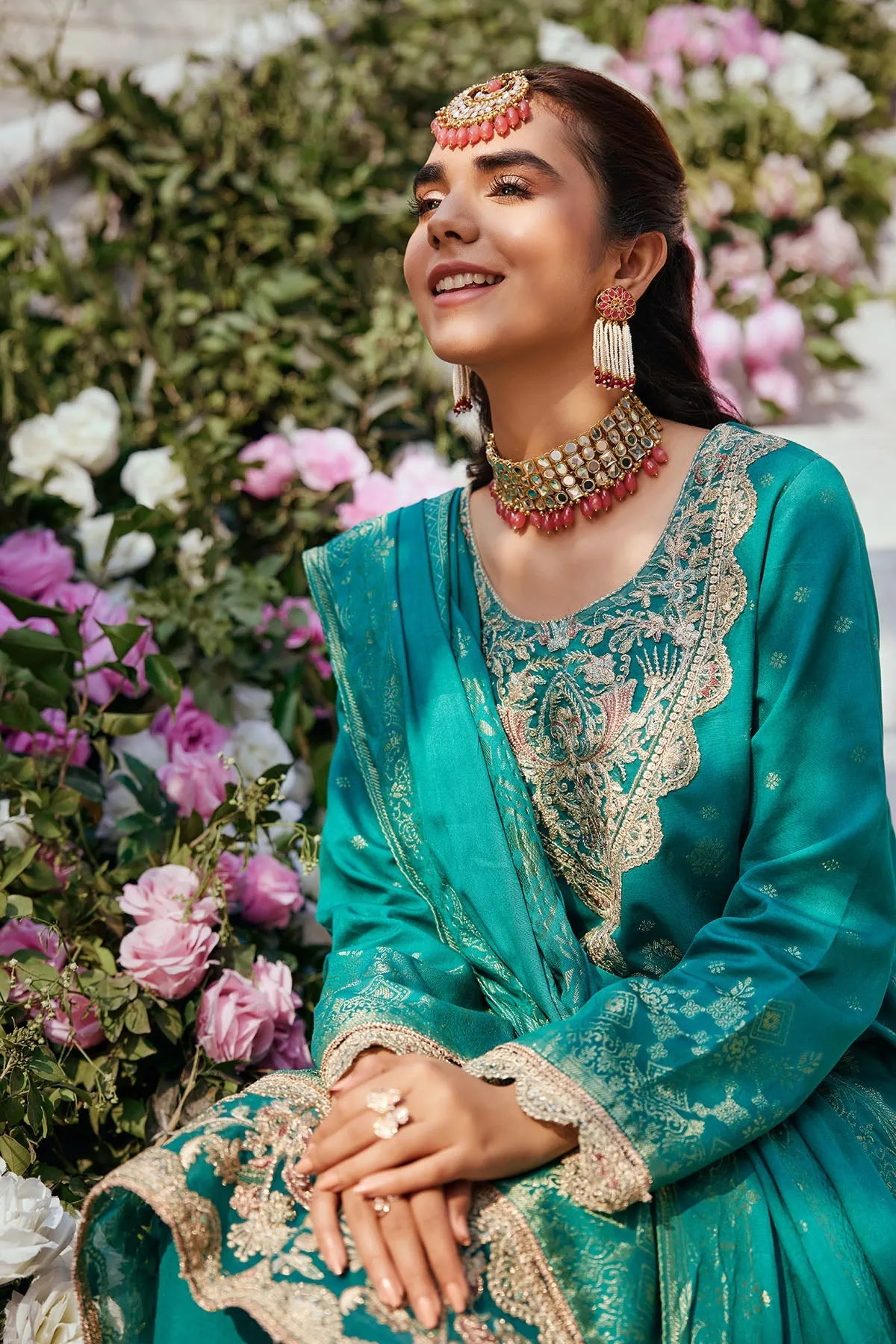 Sea Green Kameez Trousers with Dupatta Pakistani Eid Dress