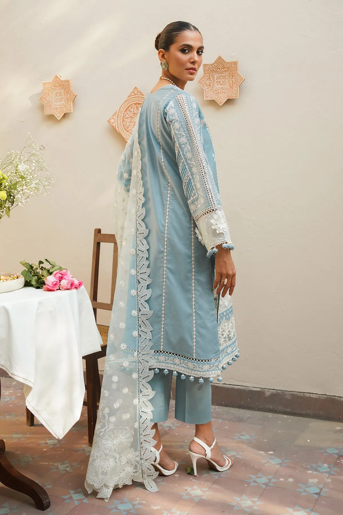 Sky Blue Embellished Pakistani Kameez Salwar Suit with Dupatta