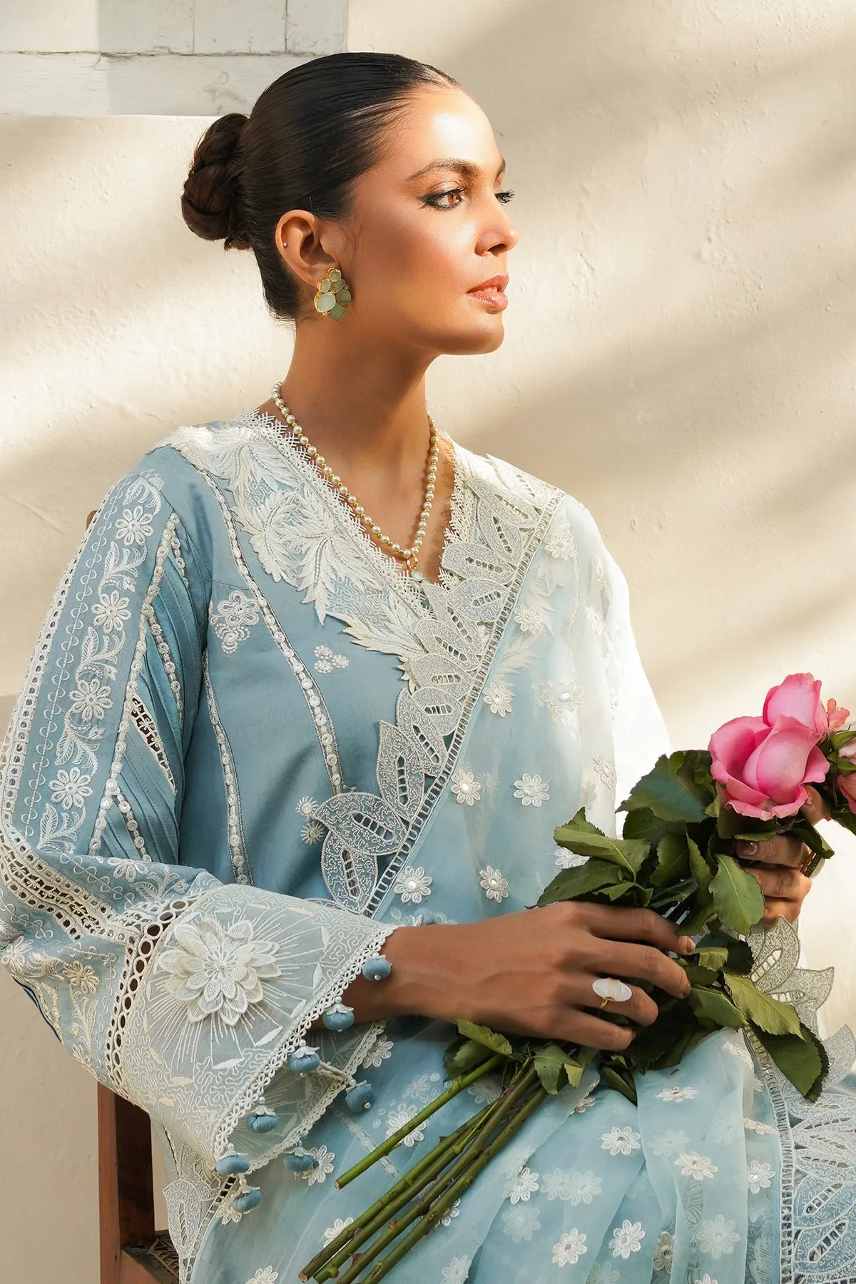 Sky Blue Embellished Pakistani Kameez Salwar Suit with Dupatta