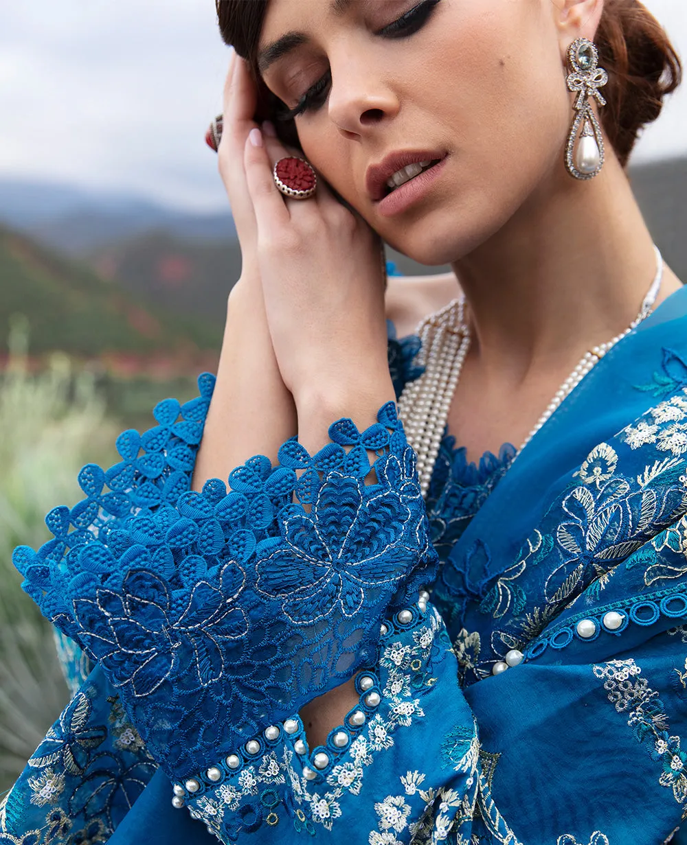Sky Blue Heavily Embellished Pakistani Kameez Salwar Suit with Dupatta