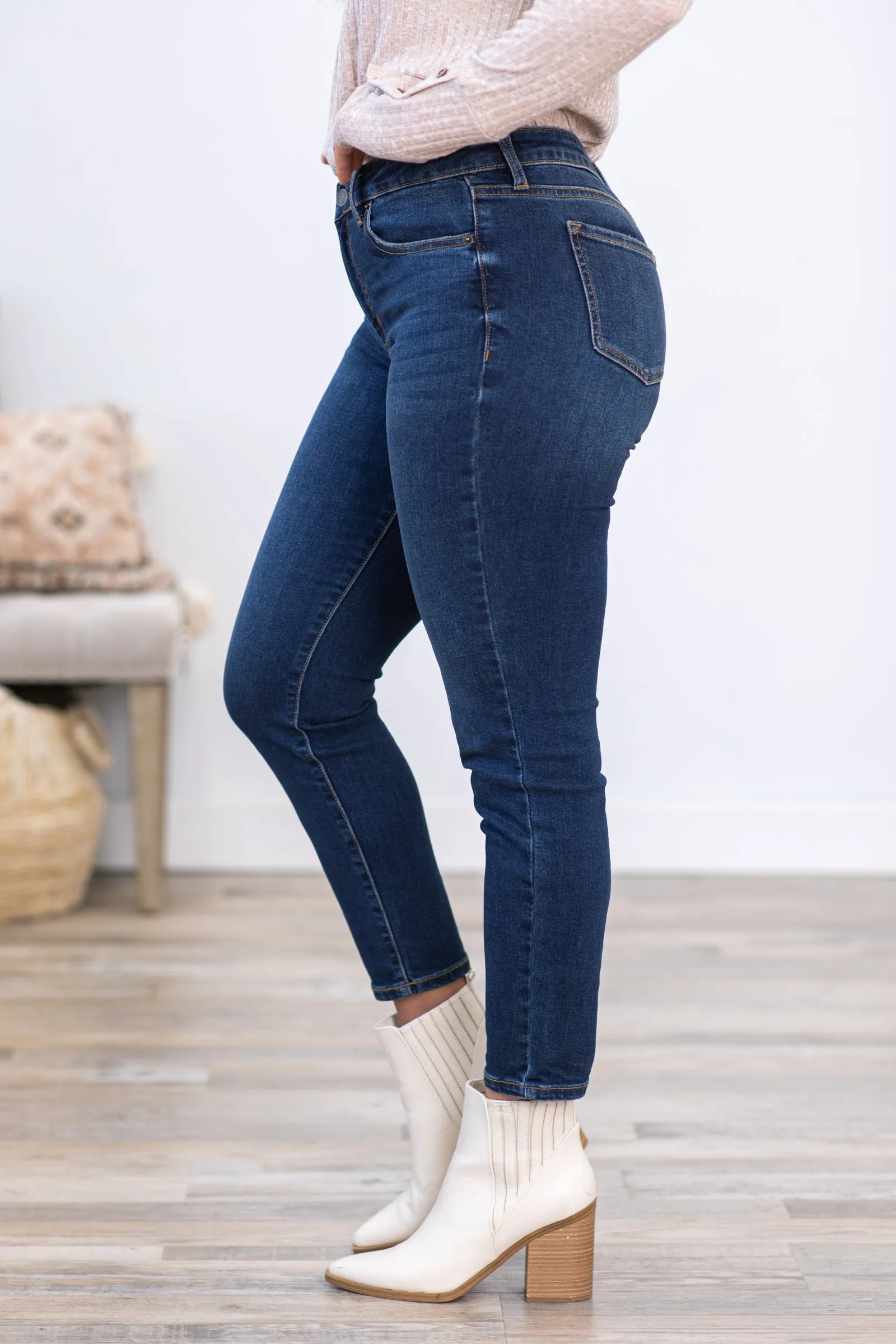 Sneak Peek Medium Wash Mid Rise Skinny Jeans