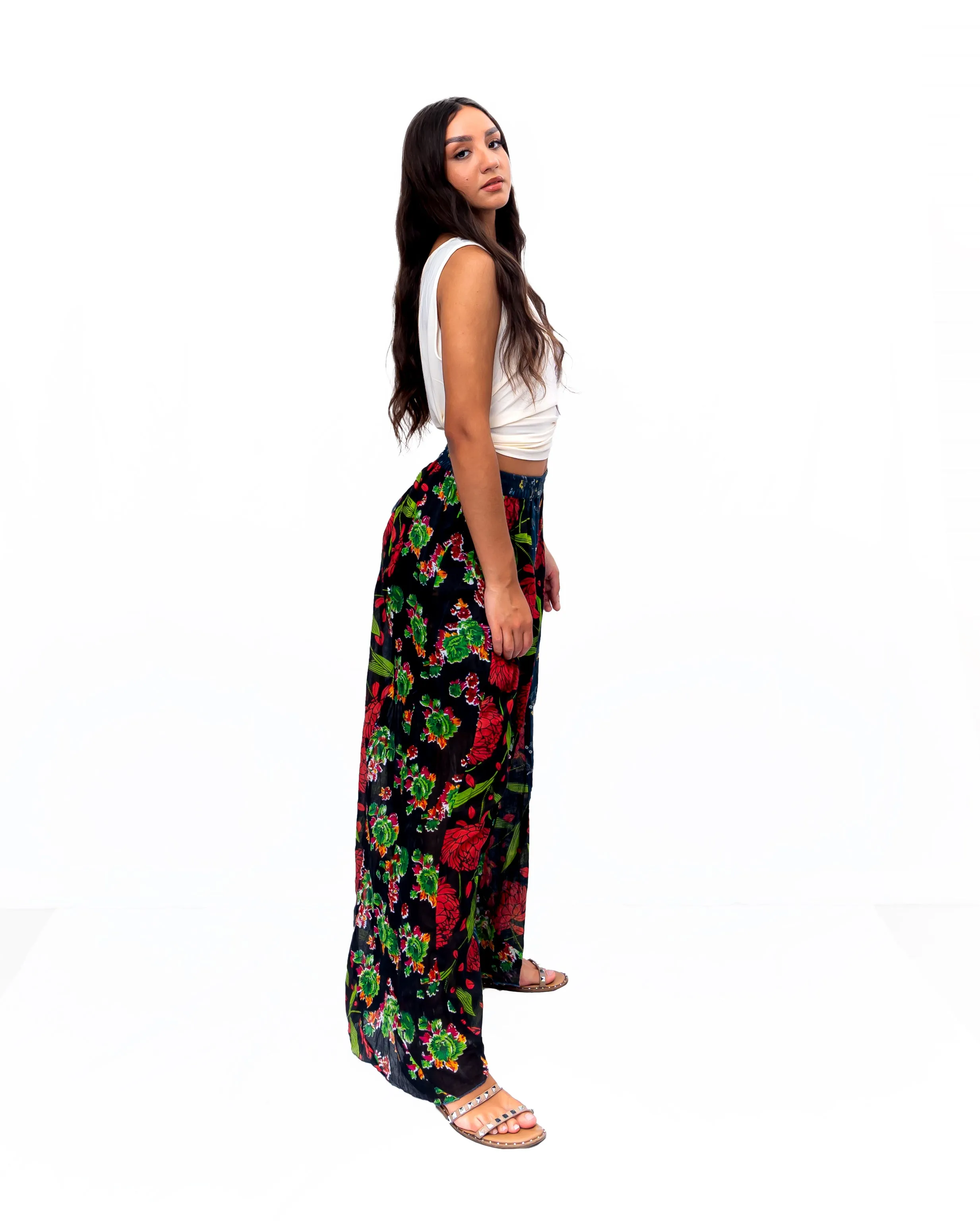 Solid Flared Pant Blue Multi Mix