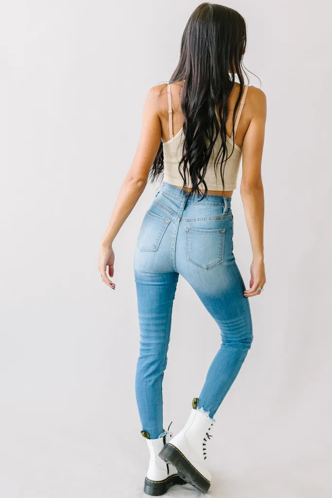 Superstar Kancan High Rise Button Skinny in Medium Wash