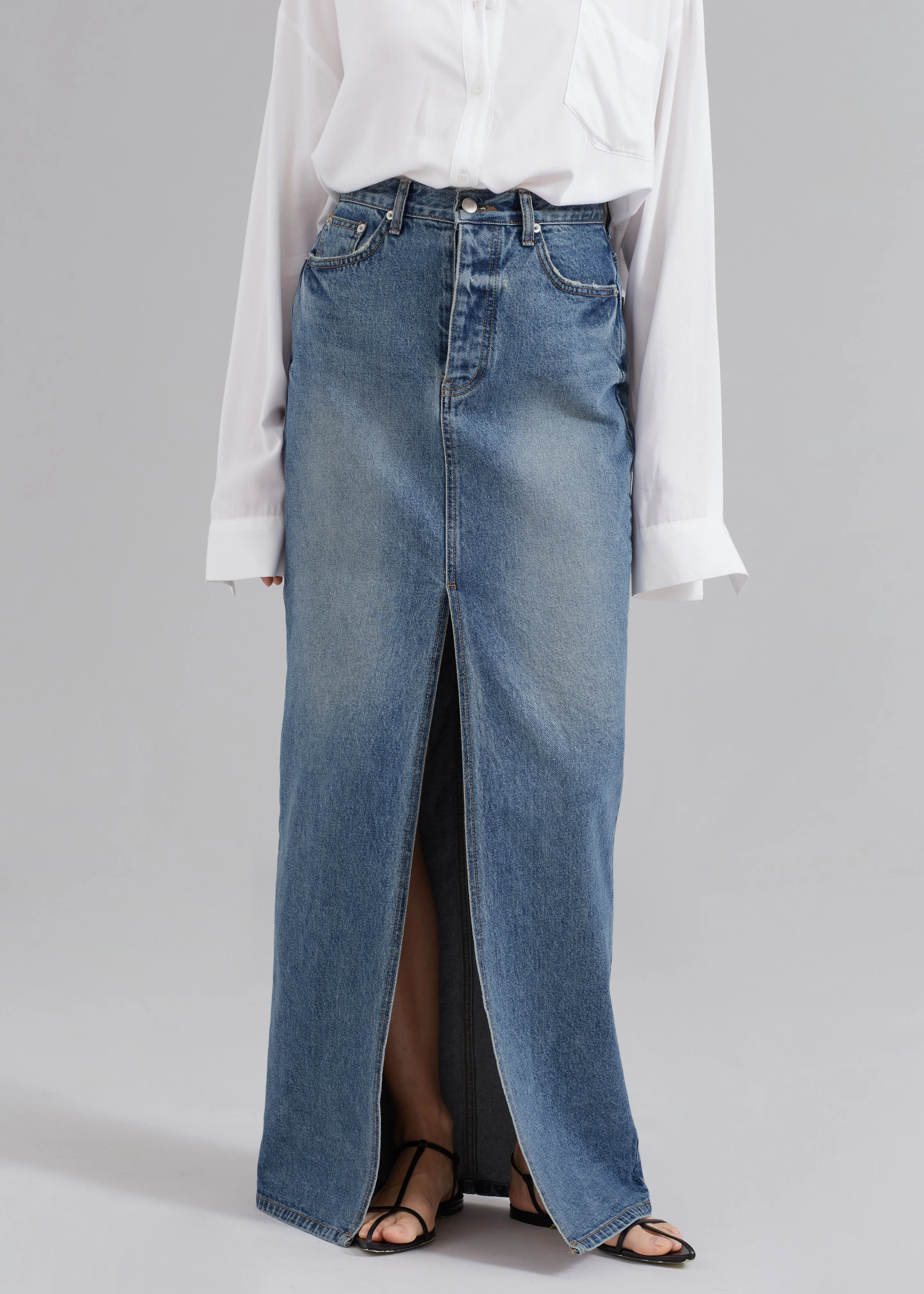 Texas Denim Pencil Skirt - Medium Wash