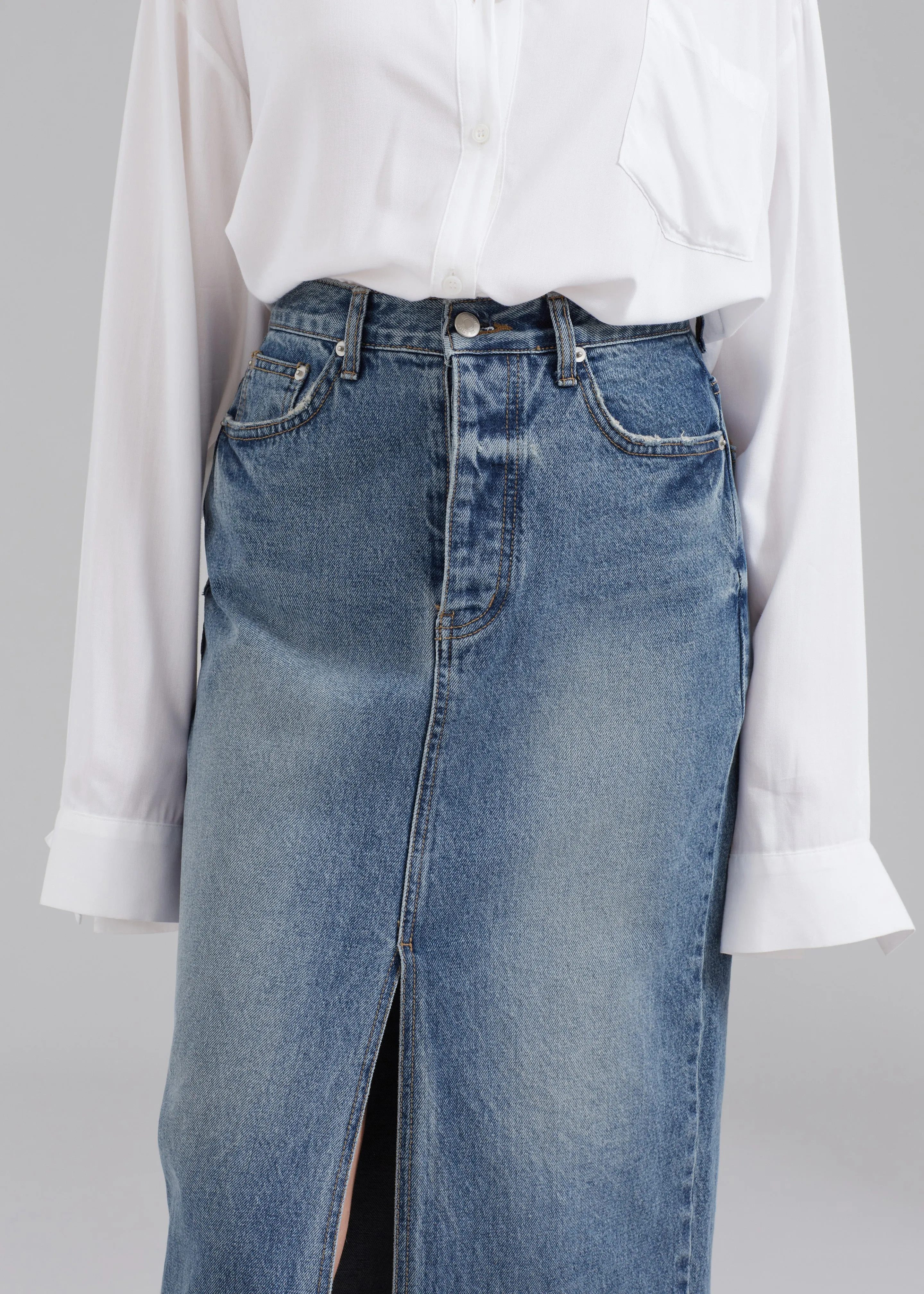 Texas Denim Pencil Skirt - Medium Wash