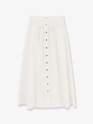 Tory Burch Cotton Skirt With Logoed Buttons