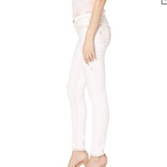True Religion Big T Peach Halle White Skinny Jeans