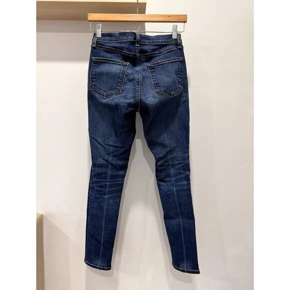 Veronica Beard Womens 25 Debbie 10' Skinny Ankle High Rise Jeans Blue Button Fly