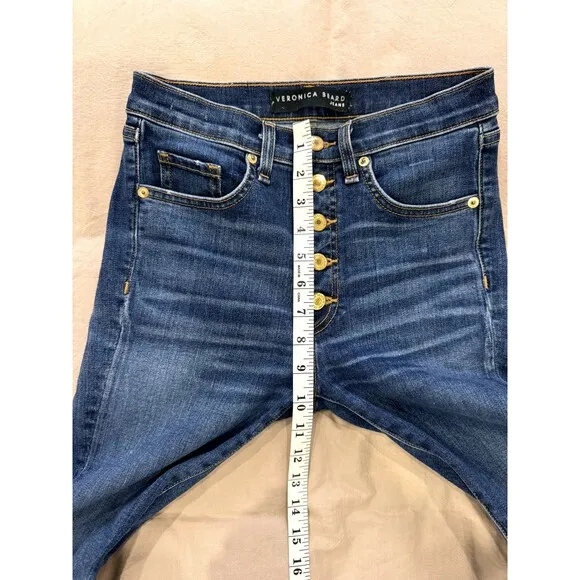 Veronica Beard Womens 25 Debbie 10' Skinny Ankle High Rise Jeans Blue Button Fly