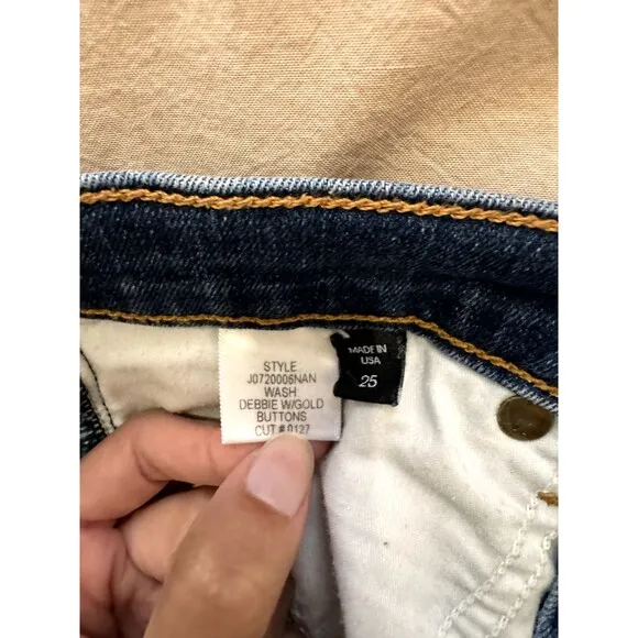 Veronica Beard Womens 25 Debbie 10' Skinny Ankle High Rise Jeans Blue Button Fly