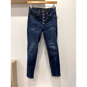 Veronica Beard Womens 25 Debbie 10' Skinny Ankle High Rise Jeans Blue Button Fly