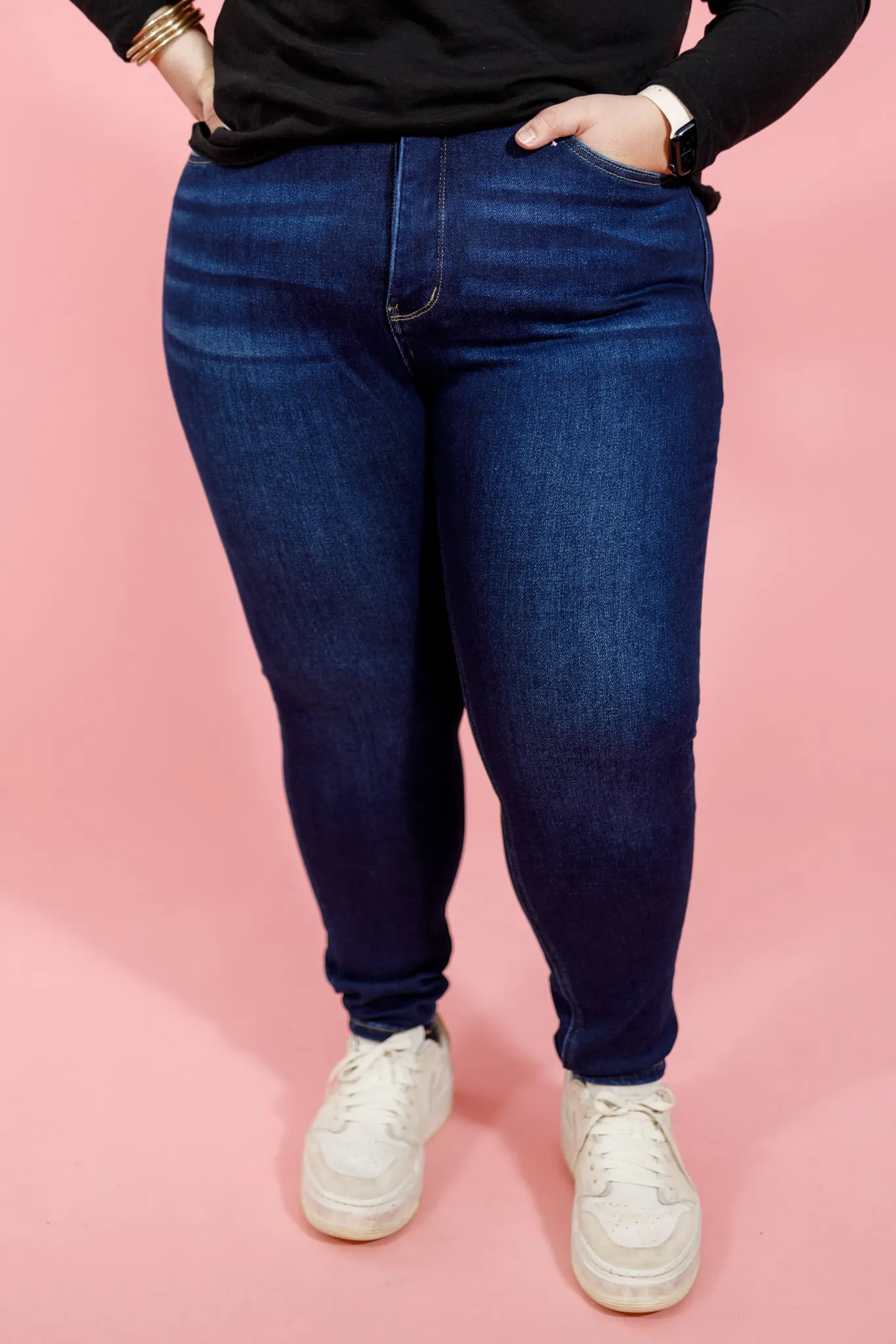 VERVET Dark Wash Ankle Skinny Jean, REG   CURVY