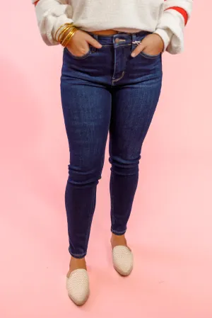 VERVET Dark Wash Ankle Skinny Jean, REG   CURVY