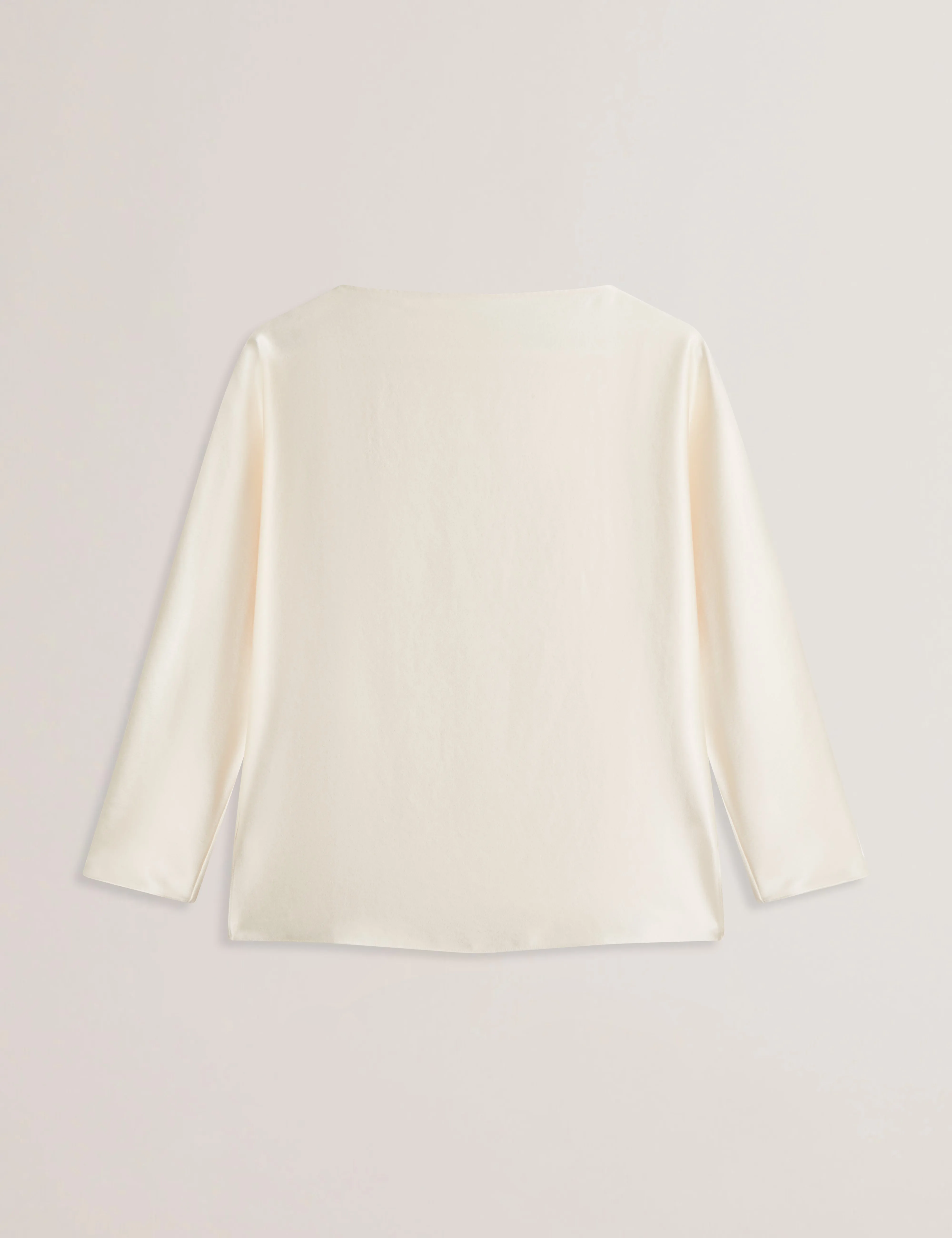 Vouga Slash Neck Satin Top Ivory