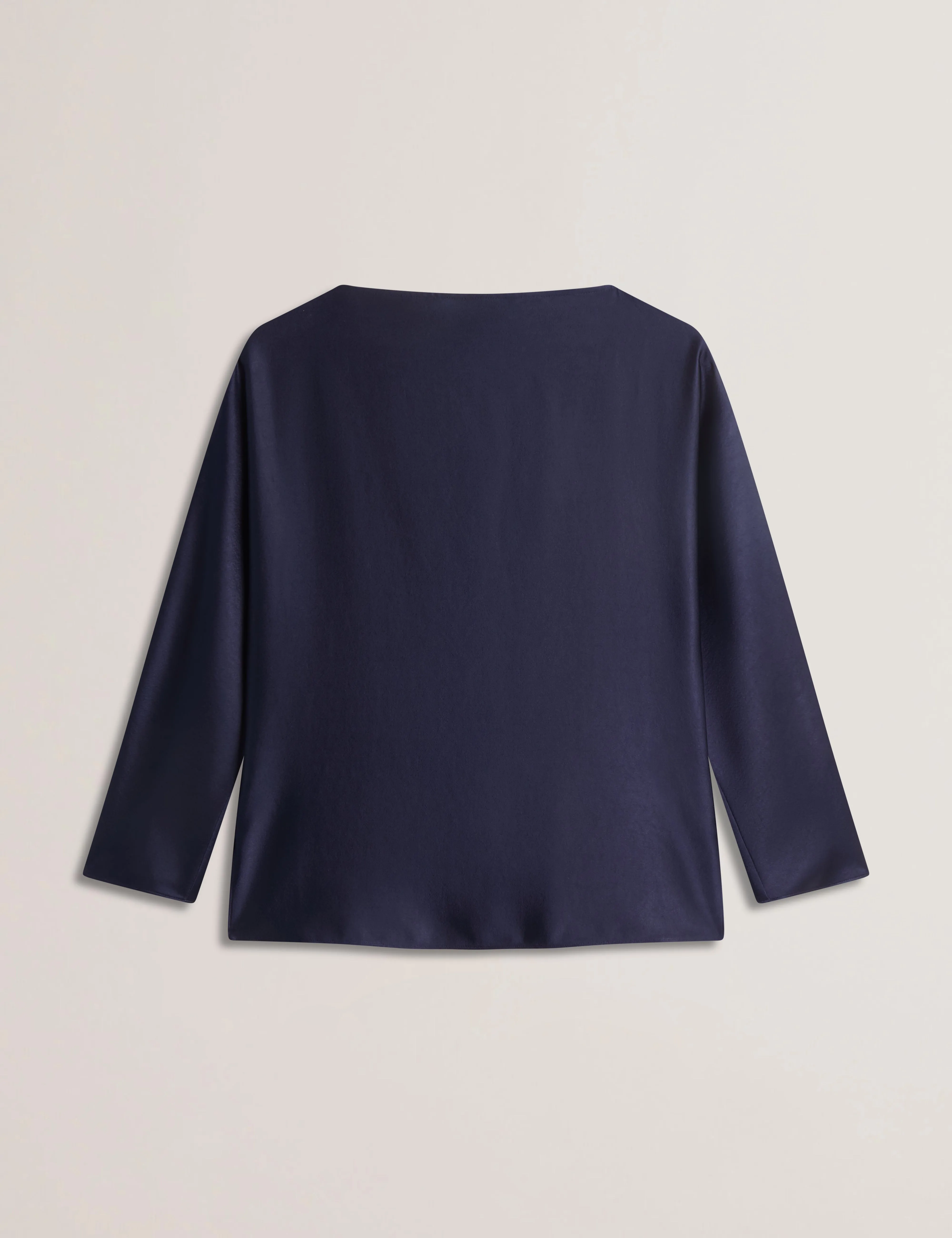 Vouga Slash Neck Satin Top Navy