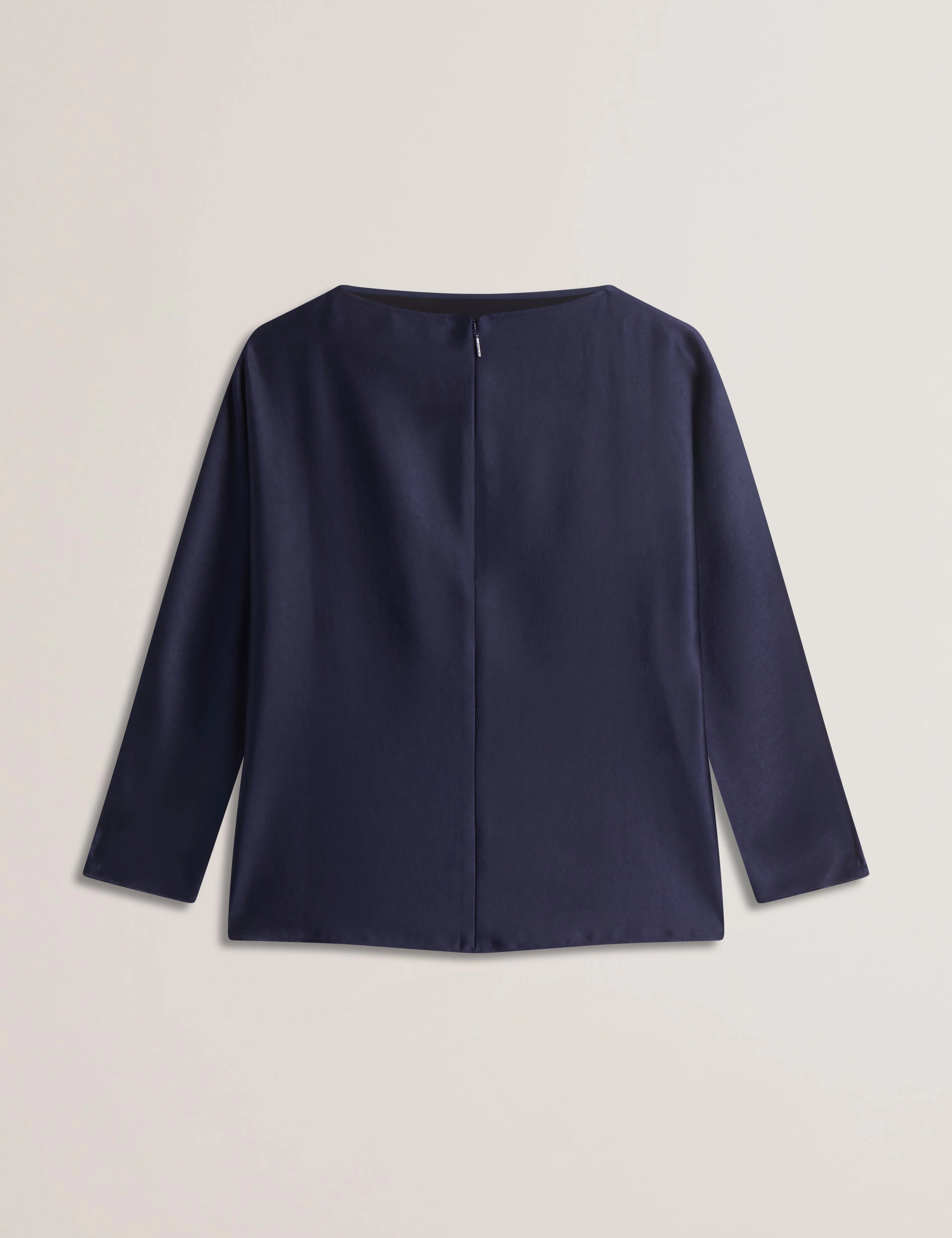 Vouga Slash Neck Satin Top Navy