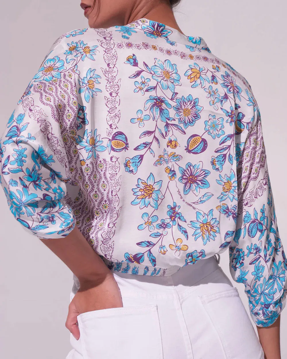 White Blue Botanique Azia Shirt