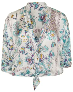 White Blue Botanique Azia Shirt