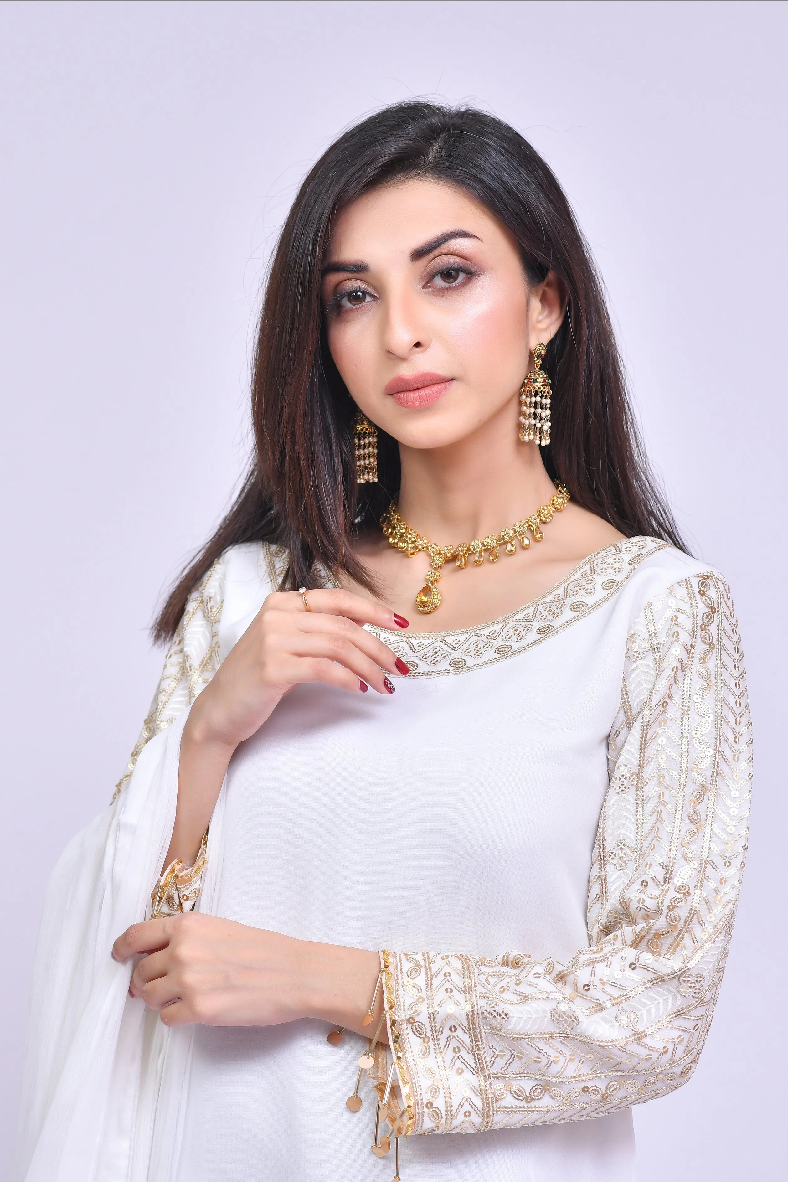 White Salwar Kameez and Dupatta Pakistani Eid Dress