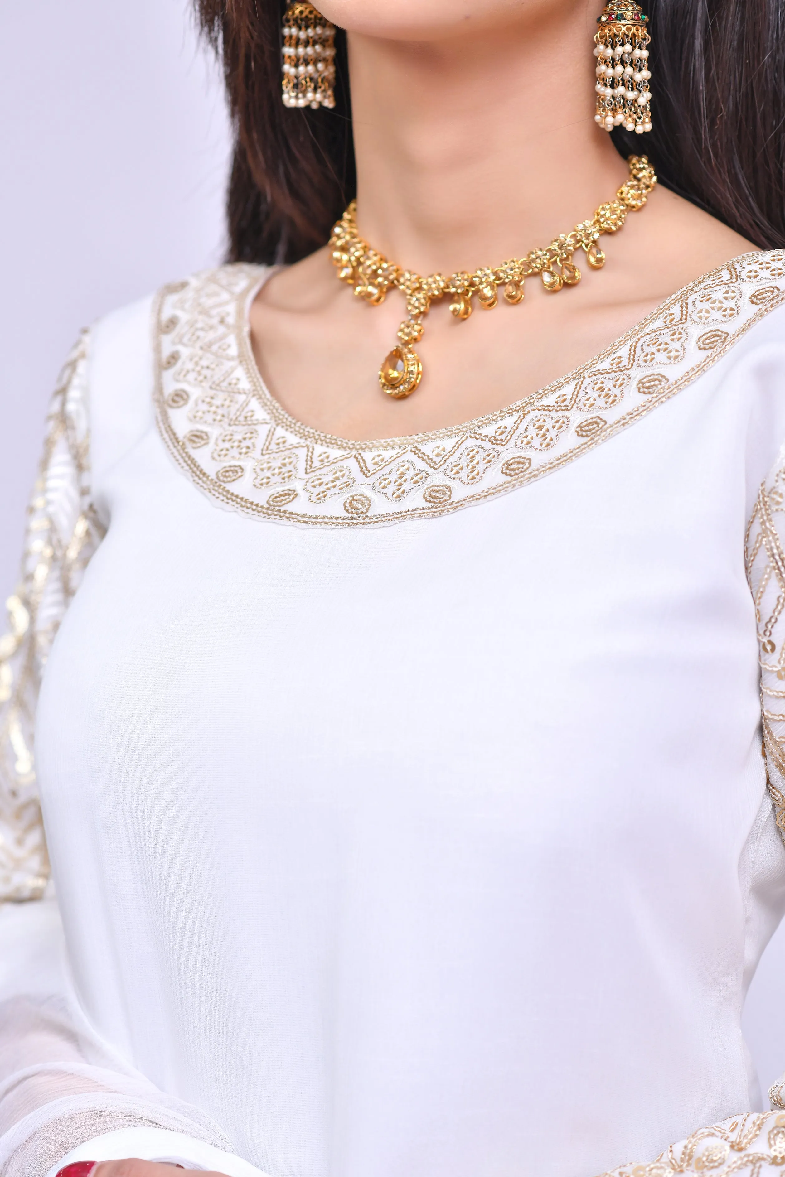 White Salwar Kameez and Dupatta Pakistani Eid Dress
