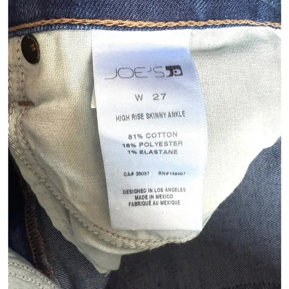 Women's Joe's Jeans High Rise Skinny Ankle Jeans Size 27 Blue