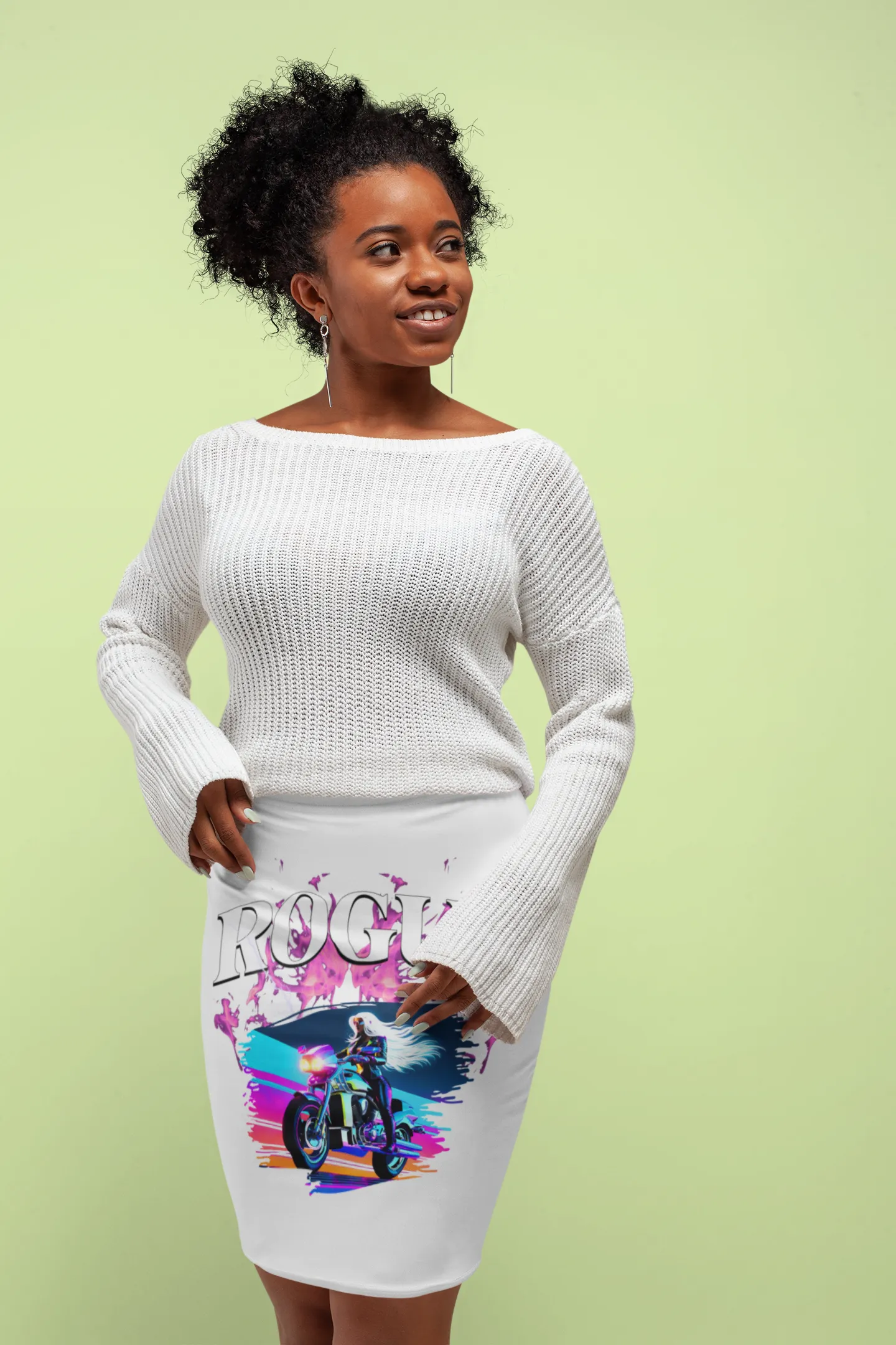 Women's Mid-Waist Pencil Skirt (AOP)